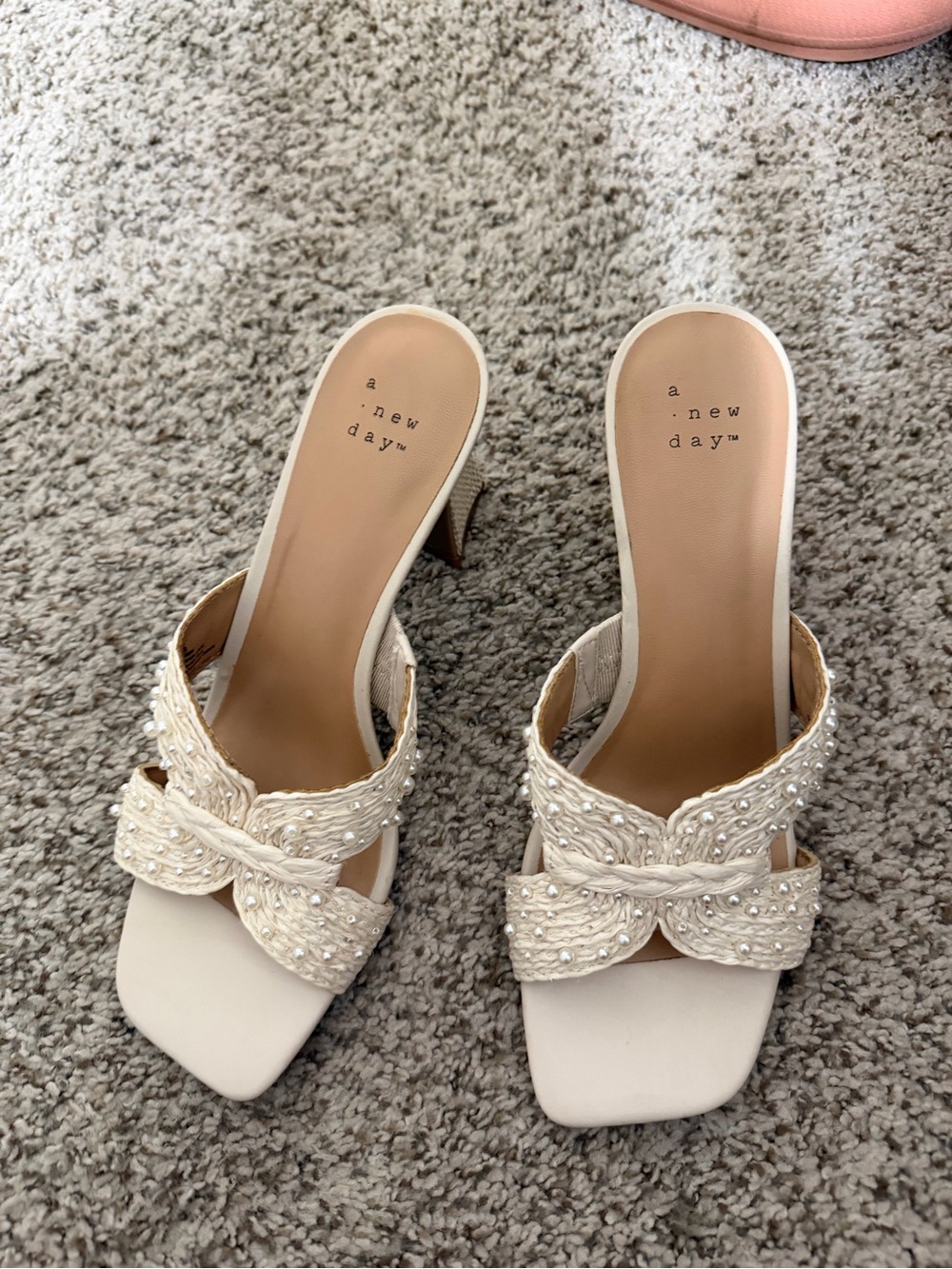 a new day Cream Beaded Knot Mule Heels